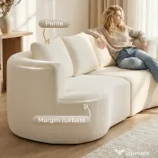 HOMCOM Canapea 3 Locuri Modulară 260cm Fără Structură cu Șezut Generos, Pernă Groasă, 3 Perne, din Catifea, Crem | Aosom Romania 