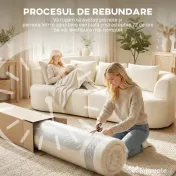 HOMCOM Canapea 3 Locuri Modulară 260cm Fără Structură cu Șezut Generos, Pernă Groasă, 3 Perne, din Catifea, Crem | Aosom Romania 