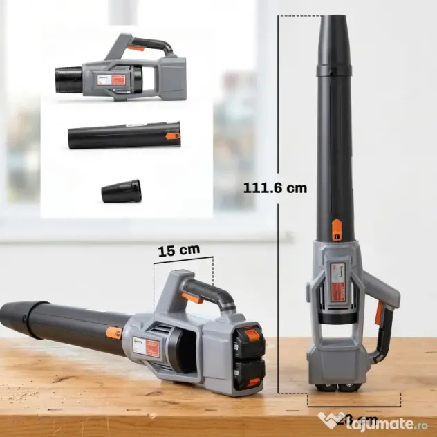 Outsunny Suflător cu Baterie 36V, Suflător de Frunze cu 2 Baterii 4Ah, Motor Brushless 1000W, 3 Niveluri de Viteză 270 km/h, Turbo Boost, Încărcător, Ușor, pentru Grădină, Frunze, Zăpadă, Praf
