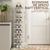 HOMCOM, Raft pentru Pantofi, Cu 9 Rafturi, PAL, 30 x 30 x 128.4 cm, Alb | Aosom Romania 
