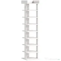 HOMCOM, Raft pentru Pantofi, Cu 9 Rafturi, PAL, 30 x 30 x 128.4 cm, Alb
