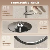 HOMCOM Set 2 Scaune de Bar din Piele PU, Rotative, Înălțime Reglabilă pentru Bucătărie, Negru | Aosom Romania
