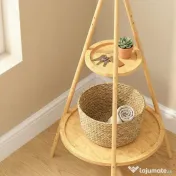 HOMCOM Cuier freestanding cu 9 cârlige și 2 polițe pentru intrare, lemn natural | Aosom Romania