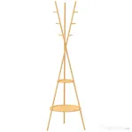 HOMCOM Cuier freestanding cu 9 cârlige și 2 polițe pentru intrare, lemn natural