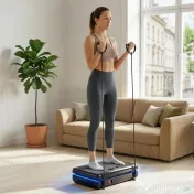 SPORTNOW Platformă Vibrantă cu 120 Niveluri de Viteză, 5 Programe și Lumină LED, Silențioasă, pentru Exerciții Acasă cu Benzi de Rezistență pentru Arderea Grăsimilor și Drenaj Limfatic | Aosom Romania 