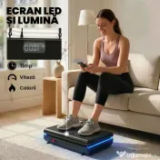 SPORTNOW Platformă Vibrantă cu 120 Niveluri de Viteză, 5 Programe și Lumină LED, Silențioasă, pentru Exerciții Acasă cu Benzi de Rezistență pentru Arderea Grăsimilor și Drenaj Limfatic | Aosom Romania 