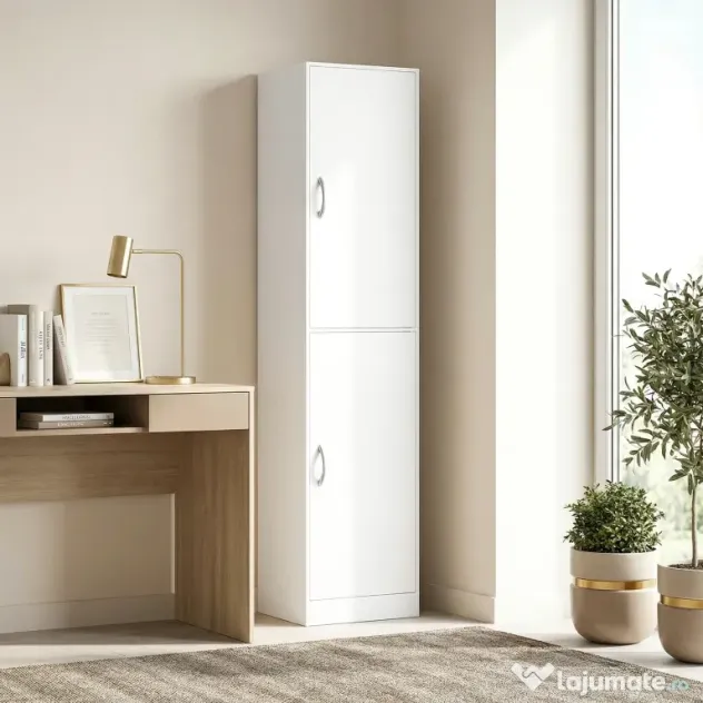 HOMCOM Bibliotecă Înaltă 180 cm, Raft Modern cu 5 Niveluri Reglabile, Mobilier Independent pentru Living, Dormitor, Birou, Alb | Aosom Romania