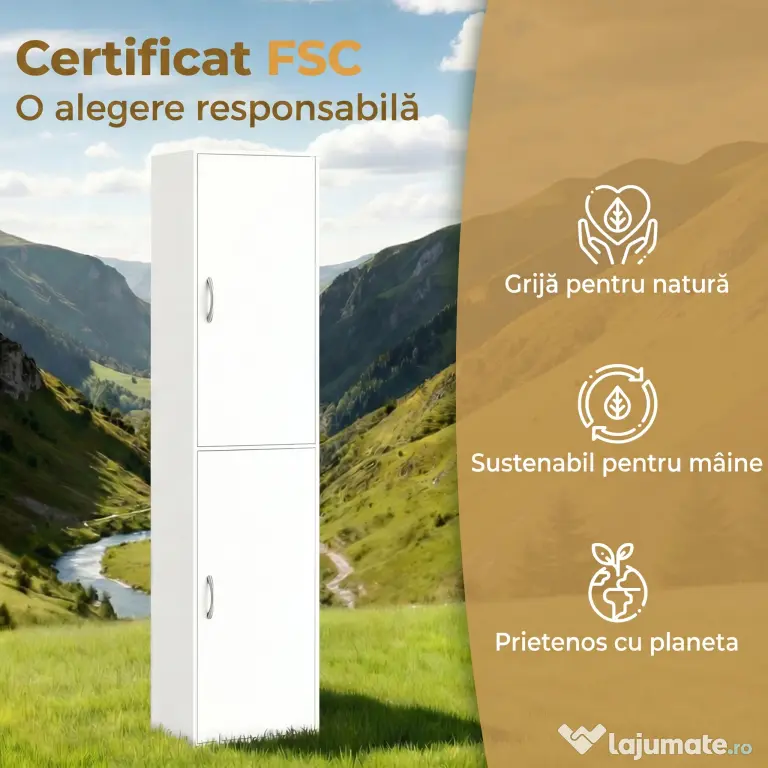 HOMCOM Bibliotecă Înaltă 180 cm, Raft Modern cu 5 Niveluri Reglabile, Mobilier Independent pentru Living, Dormitor, Birou, Alb | Aosom Romania