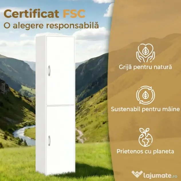 HOMCOM Bibliotecă Înaltă 180 cm, Raft Modern cu 5 Niveluri Reglabile, Mobilier Independent pentru Living, Dormitor, Birou, Alb | Aosom Romania