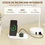 HOMCOM Set de 2 Veioze Moderne din Oțel cu Porturi USB, Soclu E27, Bec Neinclus, Alb | Aosom Romania 