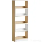 HOMCOM Bibliotecă de Colț cu 5 Polițe, Design Rotativ 350°, Lemn/Alb