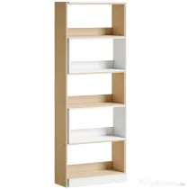 HOMCOM Bibliotecă de Colț cu 5 Polițe, Design Rotativ 350°, Lemn/Alb