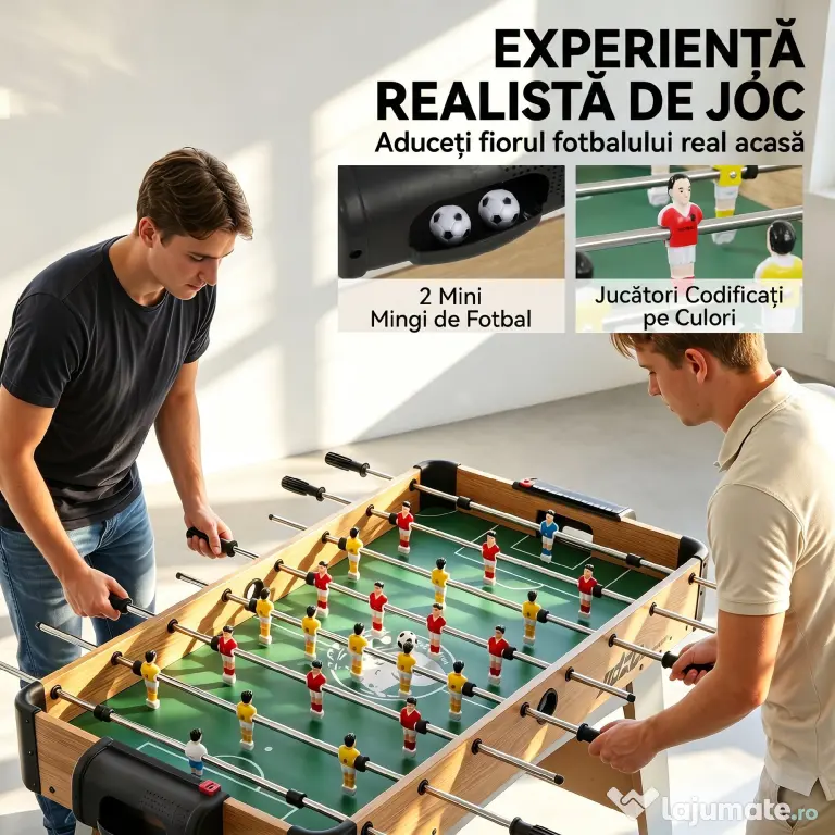 SPORTNOW Fotbal de Masă, 89 cm, Set Joc, Marcatori Manuali, Stejar Galben | Aosom Romania