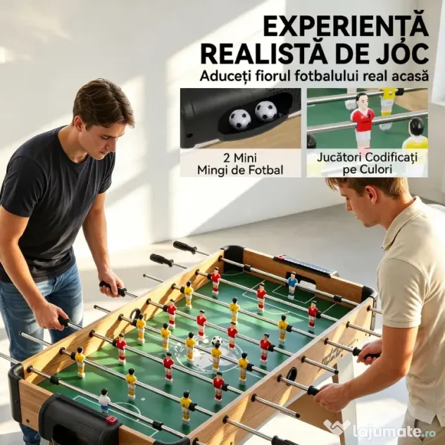 SPORTNOW Fotbal de Masă, 89 cm, Set Joc, Marcatori Manuali, Stejar Galben | Aosom Romania