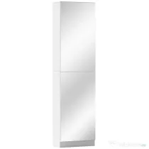 HOMCOM Dulap pentru Pantofi cu Oglindă, Uși Reversibile cu 5 Rafturi din Material Textil, 50 x 20 x 180 cm, Alb | Aosom Romania