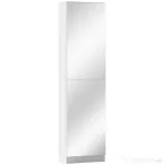 HOMCOM Dulap pentru Pantofi cu Oglindă, Uși Reversibile cu 5 Rafturi din Material Textil, 50 x 20 x 180 cm, Alb
