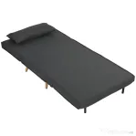 HOMCOM Fotoliu Extensibil 3 în 1 cu Spătar Reglabil pe 3 Niveluri și Pernă, Material Textil cu Aspect de In, Gri