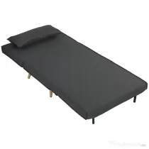 HOMCOM Fotoliu Extensibil 3 în 1 cu Spătar Reglabil pe 3 Niveluri și Pernă, Material Textil cu Aspect de In, Gri