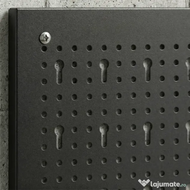 HOMCOM Set de 28 Panouri Perforate pentru Perete cu Cârlige și Suporturi, Negru și Roșu