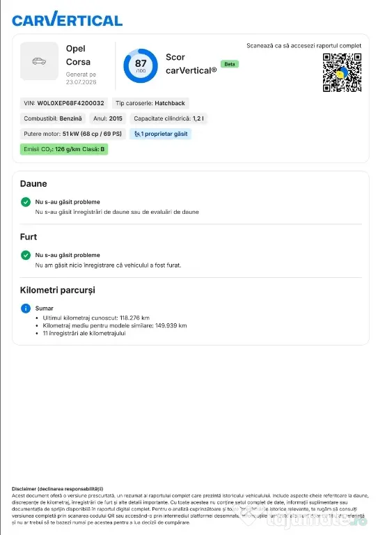 Opel Corsa E, primul proprietar, Euro 6, km 100% reali