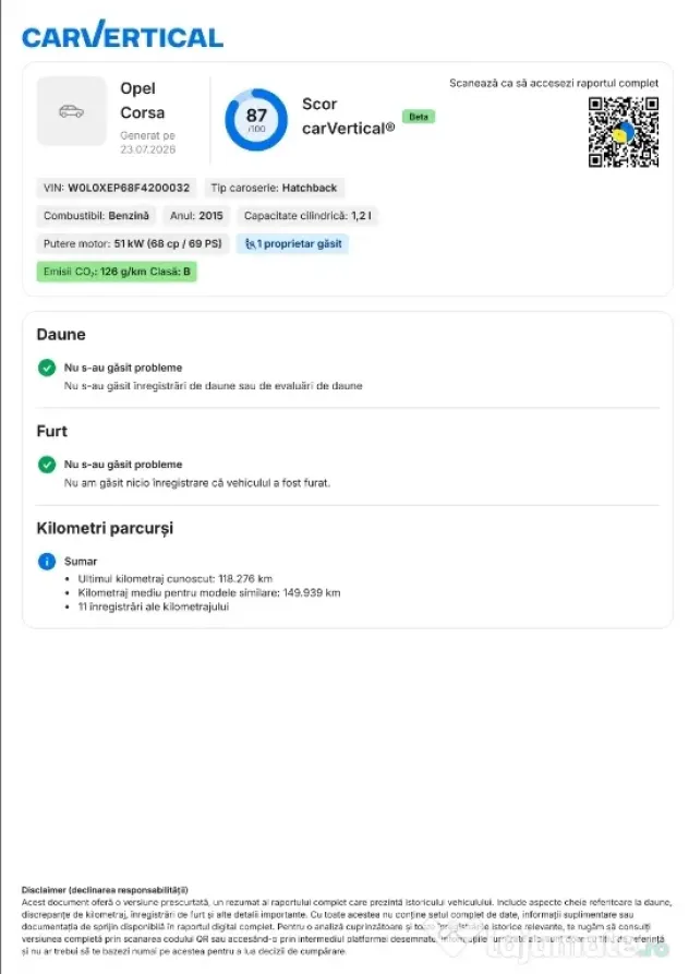 Opel Corsa E, primul proprietar, Euro 6, km 100% reali
