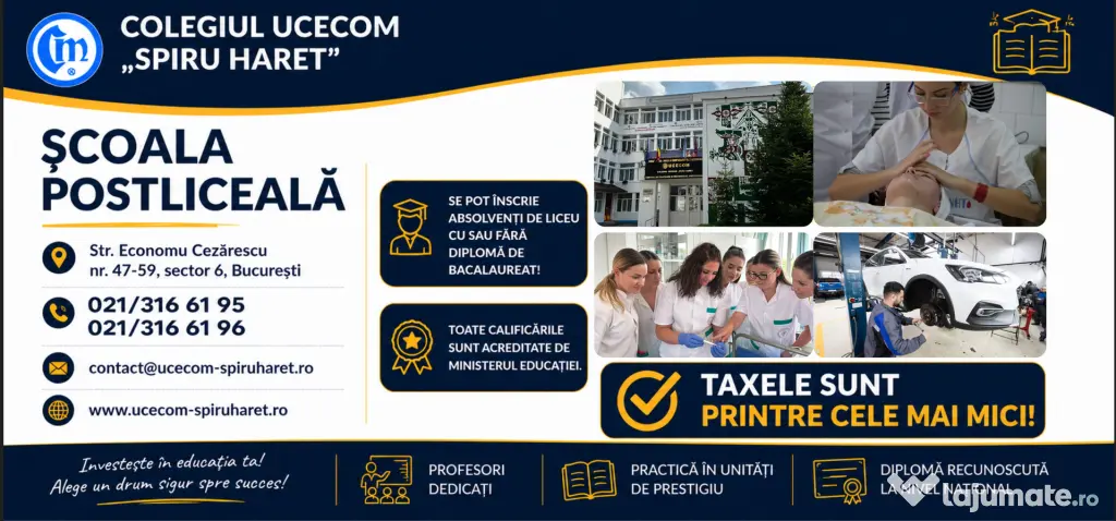 Înscrieri Școala Postliceală - Colegiul UCECOM Spiru Haret