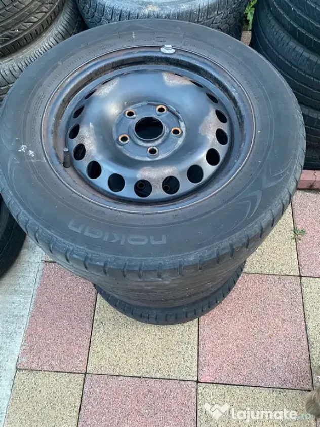 Jante tablă VW 15” ET47 5x112 +vară Nokian 195/65 R15