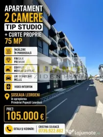 Apartament 2 camere tip Studio + 75 mp curte proprie
