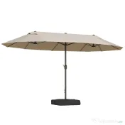 Outsunny Umbrela de Gradina Dubla 460x270cm Deschidere cu Manivela, Baza Transversala si Balast, Otel si Poliester Kaki 