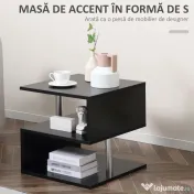 Homcom Masuta Joasa Salon – Lemn Negru 50×50×50 cm