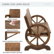 Outsunny Banca Lemn cu Roti – 2 Locuri