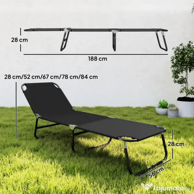 Outsunny Scaune de Piscina Sezlong Pliabile, Scaune de Bronzat