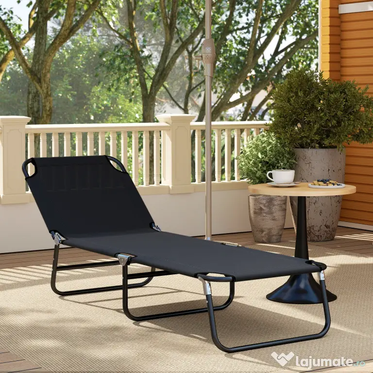 Outsunny Scaune de Piscina Sezlong Pliabile, Scaune de Bronzat