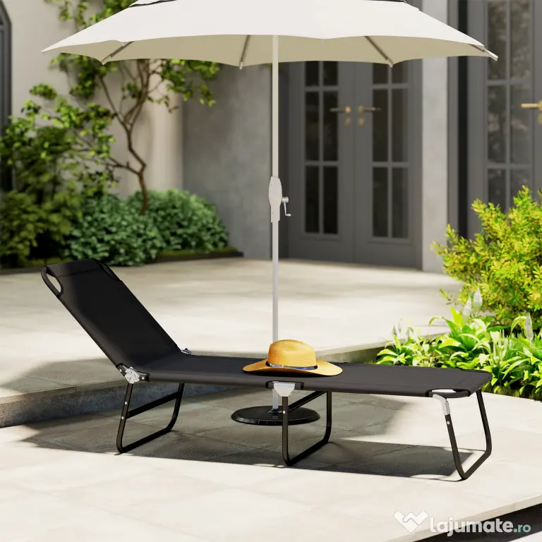 Outsunny Scaune de Piscina Sezlong Pliabile, Scaune de Bronzat