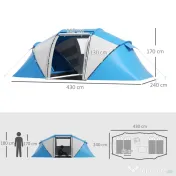 Outsunny Cort pentru Camping pentru 6 Persoane 460 × 230 × 195cm 