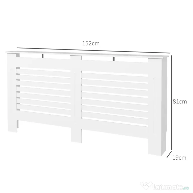 HOMCOM Acoperitor de Radiatoare cu Raft Portaoggetti, din Lemn, 152x19x81 cm, Alb