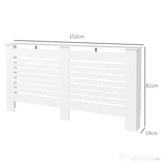 HOMCOM Acoperitor de Radiatoare cu Raft Portaoggetti, din Lemn, 152x19x81 cm, Alb