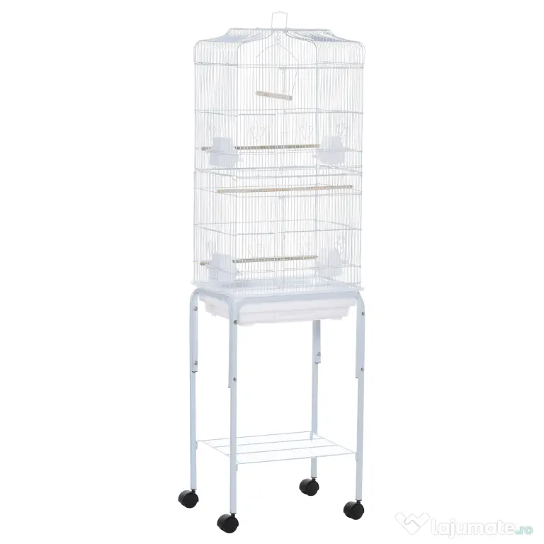PawHut colivie pentru pasari, 46.5x36x157cm, alba