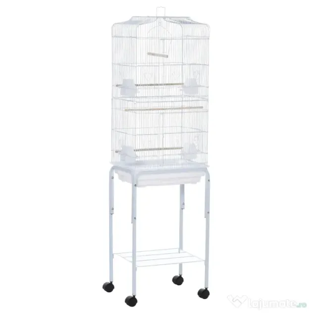 PawHut colivie pentru pasari, 46.5x36x157cm, alba