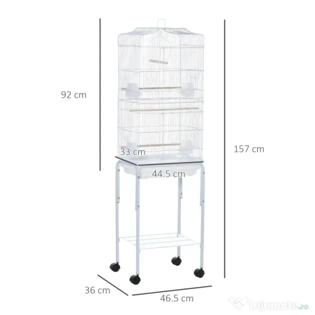 PawHut colivie pentru pasari, 46.5x36x157cm, alba