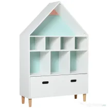 HOMCOM Etajeră Organizator pentru Copii cu Compartimente, Bibliotecă pentru Cărți și Jucării, Alb