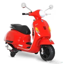 HOMCOM Motocicletă Electrică pentru Copii, design Vespa, baterie 6V cu sunete și lumini, vârstă 3-6 ani, roșu