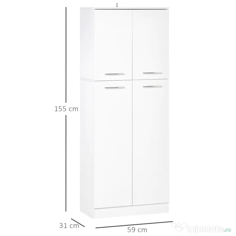 Homcom Dulap de depozitare, cu 2 compartimente și rafturi reglabile pentru dormitor living birou, 59×31×155 cm