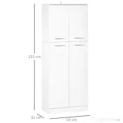 Homcom Dulap de depozitare, cu 2 compartimente și rafturi reglabile pentru dormitor living birou, 59×31×155 cm