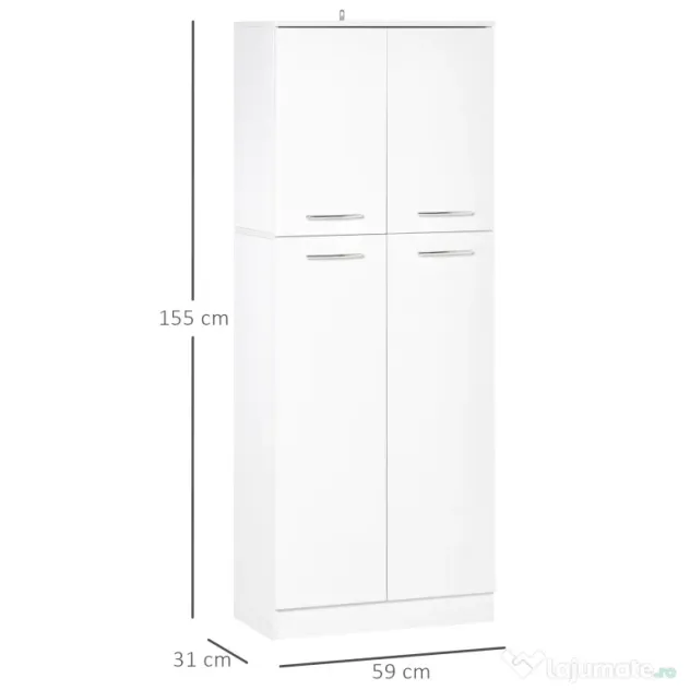 Homcom Dulap de depozitare, cu 2 compartimente și rafturi reglabile pentru dormitor living birou, 59×31×155 cm