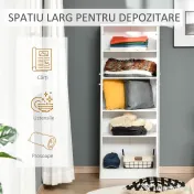 Homcom Dulap de depozitare, cu 2 compartimente și rafturi reglabile pentru dormitor living birou, 59×31×155 cm