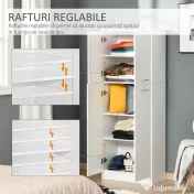 Homcom Dulap de depozitare, cu 2 compartimente și rafturi reglabile pentru dormitor living birou, 59×31×155 cm