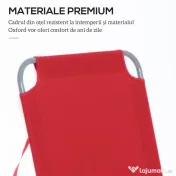 Outsunny Șezlong Pliabil cu Spătar Reglabil în 5 Poziții, Șezlong de Grădină cu Structură din Metal și Țesătură Oxford, pentru Plajă, Piscină sau Grădină, 187x55x24cm, Roșu