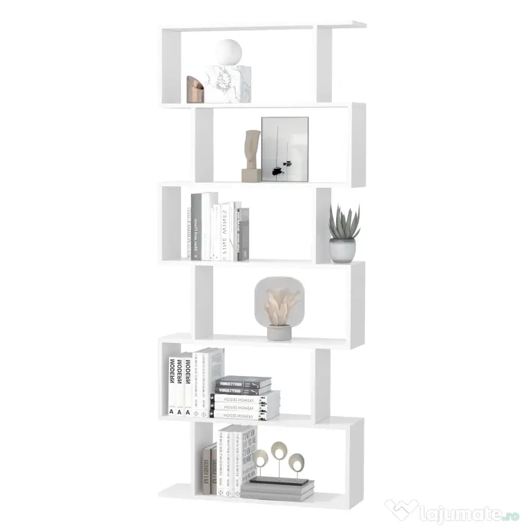 HOMCOM Librarie de Design Modern Rafturi Alb, 80x23x192cm
