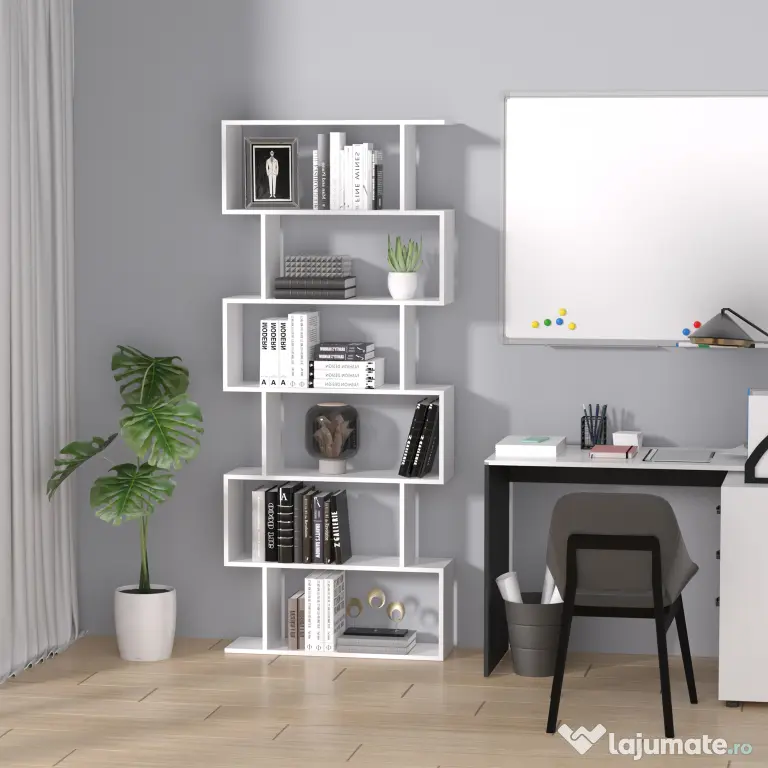 HOMCOM Librarie de Design Modern Rafturi Alb, 80x23x192cm